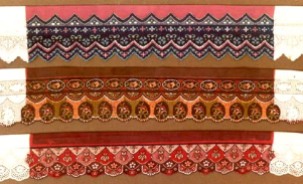 Batik auf weisse St. Galler Spitzen